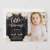 Floral Black Princess Invitations Anniversaire W P (Devant)