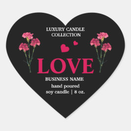 Floral Black Red en Gold Product Label, Love Hart Sticker