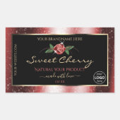 Floral Black Red Soft Glitter Product Labels Logo (Voorkant)