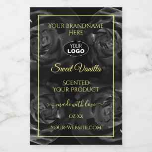 Floral Black Rozen Product Packaging Labels Logo Voedselcontainer Etiket