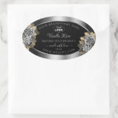 Floral Black Silver Product Label Leafy Rozen Logo (Tas)