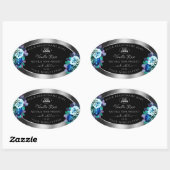 Floral Black Silver Product Labels Logo Blauwgroen (Vel)