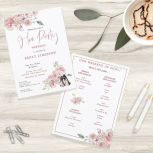 Floral Black Stiletto Weekend Itinerary Hen Party Kaart