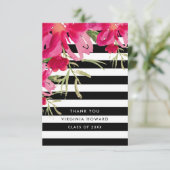 Floral | Black Stripes Carte de remerciements de g (Debout devant)