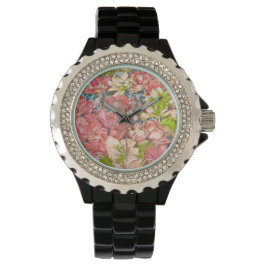 Floral Black Watch met Beauty Effect Horloge