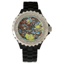 Floral Black Watch met droomeffect Horloge