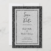Floral Black Wedding QR Code Save The Date (Voorkant)