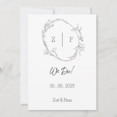 Floral Black & White Botanical Line Art Invitation (Devant)