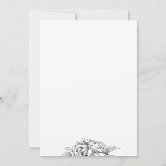 Floral Black White Botanical Wedding Kaart (Achterkant)
