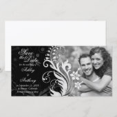  Floral Black White Wedding Save the Date (Voorkant / Achterkant)