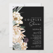 Floral blanc | Black Couples Shower Invitation (Devant)