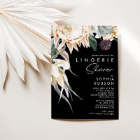 Floral blanc | Black Lingerie Shower Invitation