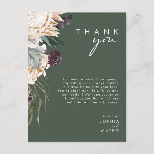 Floral blanc | Carte de remerciements de réception (Devant)