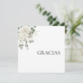 Floral blanc Carte de remerciements espagnol (Debout devant)