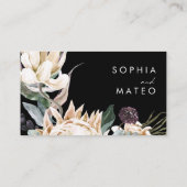 Floral blanc | Carte Mariage noir (Dos)