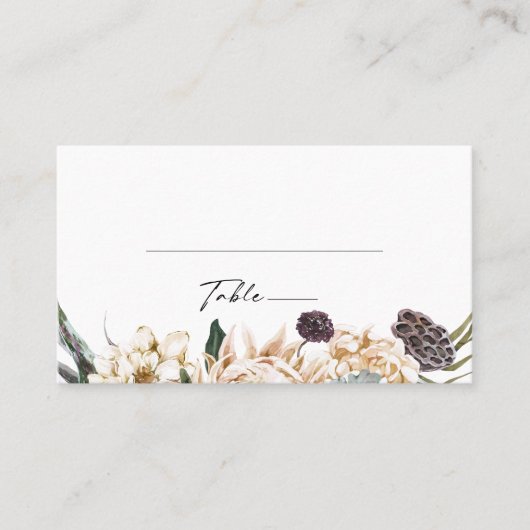 Floral blanc | Carte Mariage Vert foncé (Devant)