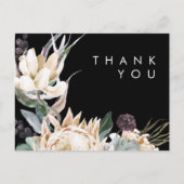 Floral blanc | Carte postale Merci Mariage noir (Devant)