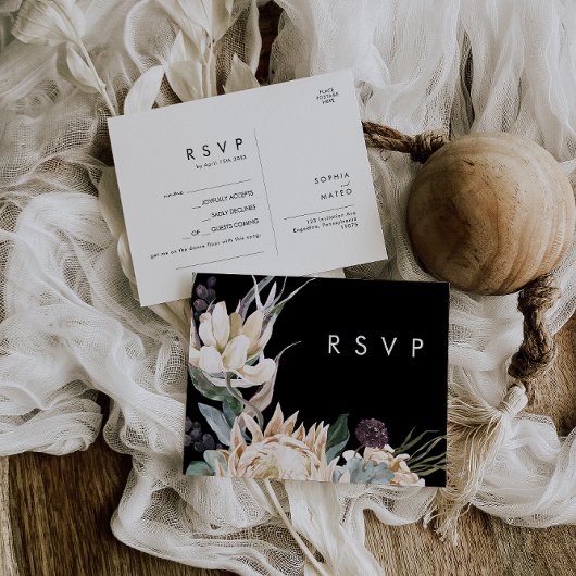 Floral blanc | Carte RSVP de demande de chanson no