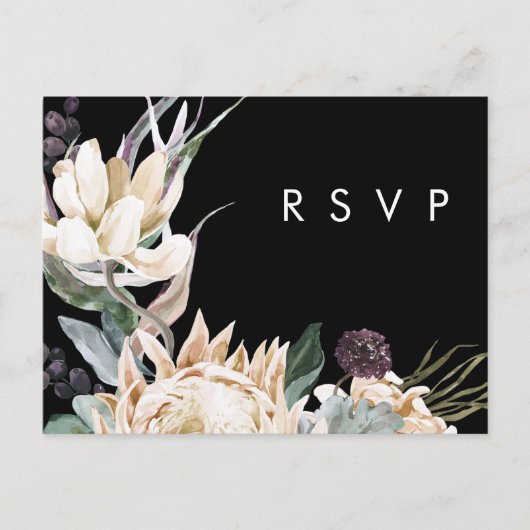 Floral blanc | Carte RSVP de demande de chanson no (Devant)