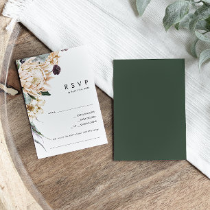 Floral blanc   Carte RSVP Demande de Chanson Vert 