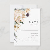Floral blanc | Carte RSVP Demande de Chanson Vert  (Devant)