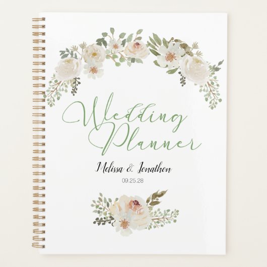 Floral blanc Élégant Wedding planner romantique (Devant)