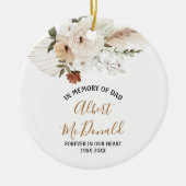 Floral blanc en mémoire de papa ornement de Noël (Devant)