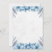Floral Blanc et bleu 50e anniversaire Invitation (Dos)