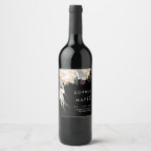 Floral blanc | Étiquette de vin Mariage noir (Devant)