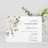 Floral blanc Faire-part de mariage espagnol (Debout devant)