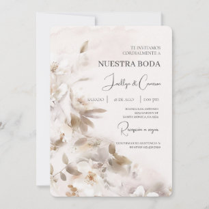 Floral blanc Faire-part de mariage espagnol