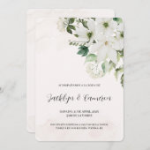 Floral blanc Faire-part de mariage espagnol (Devant / Derrière)