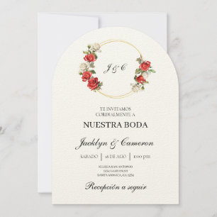 Floral blanc Faire-part de mariage espagnol