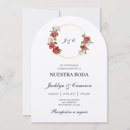 Floral blanc Faire-part de mariage espagnol (Devant)