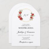 Floral blanc Faire-part de mariage espagnol (Devant / Derrière)