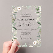 Floral blanc Faire-part de mariage espagnol (In situ (ordinateur de poche))