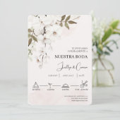 Floral blanc Faire-part de mariage espagnol (Debout devant)