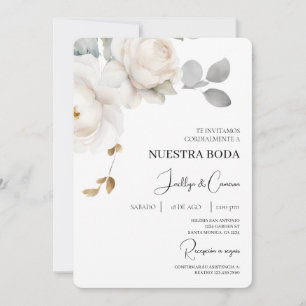 Floral blanc Faire-part de mariage espagnol