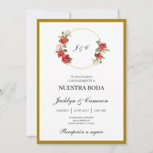 Floral blanc Faire-part de mariage espagnol (Devant)