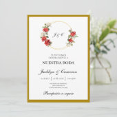 Floral blanc Faire-part de mariage espagnol (Debout devant)