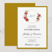 Floral blanc Faire-part de mariage espagnol (Devant / Derrière)