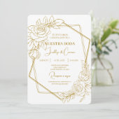 Floral blanc Faire-part de mariage espagnol (Debout devant)