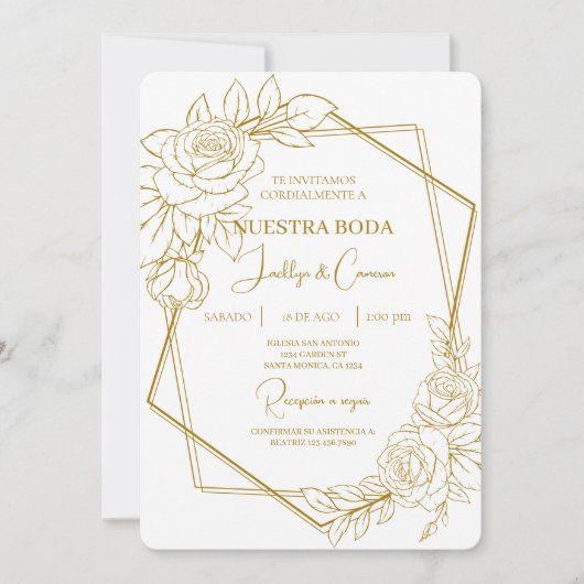 Floral blanc Faire-part de mariage espagnol (Devant)