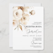 Floral blanc Faire-part de mariage espagnol (Devant)