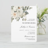 Floral blanc Faire-part de mariage espagnol (Debout devant)