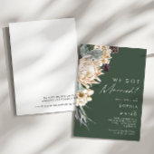 Floral blanc | Faire-part d'élopement vert foncé