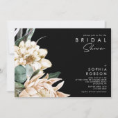 Floral blanc | Invitation à la douche nuptiale noi (Devant)