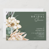 Floral blanc | Invitation de douche nuptiale verte (Devant)