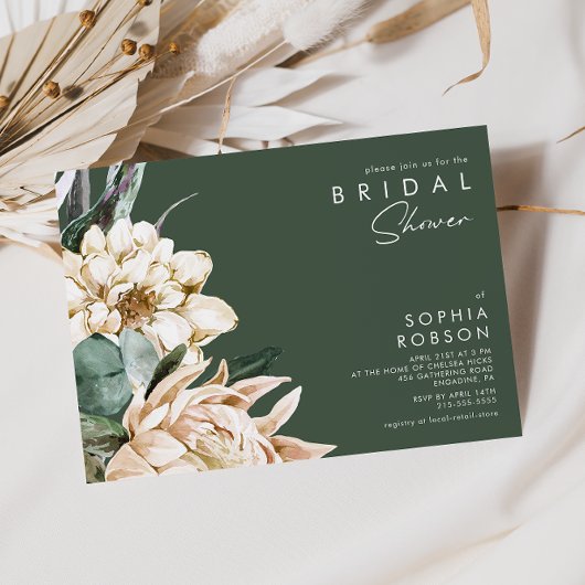 Floral blanc | Invitation de douche nuptiale verte