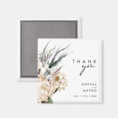 Floral blanc | Magnet de faveurs de mariage (Recto/Verso)
